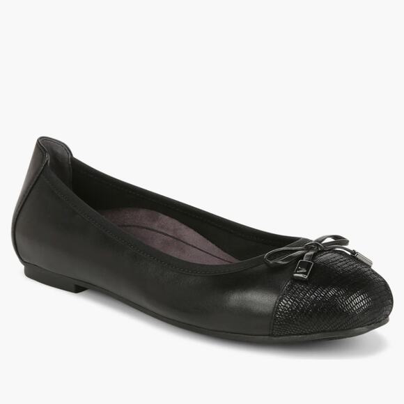 Vionic Shoes - Vionic Woman's Minna Ballet Flat Shoe, Black Nappa Leather, Size 6.5